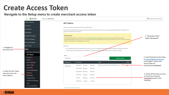 Clover API Access Token Setup